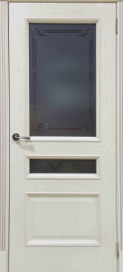 Межкомнатная дверь Трио-2 эмаль ваниль ДО 20-80 стекло №7.7,1 (шпон)